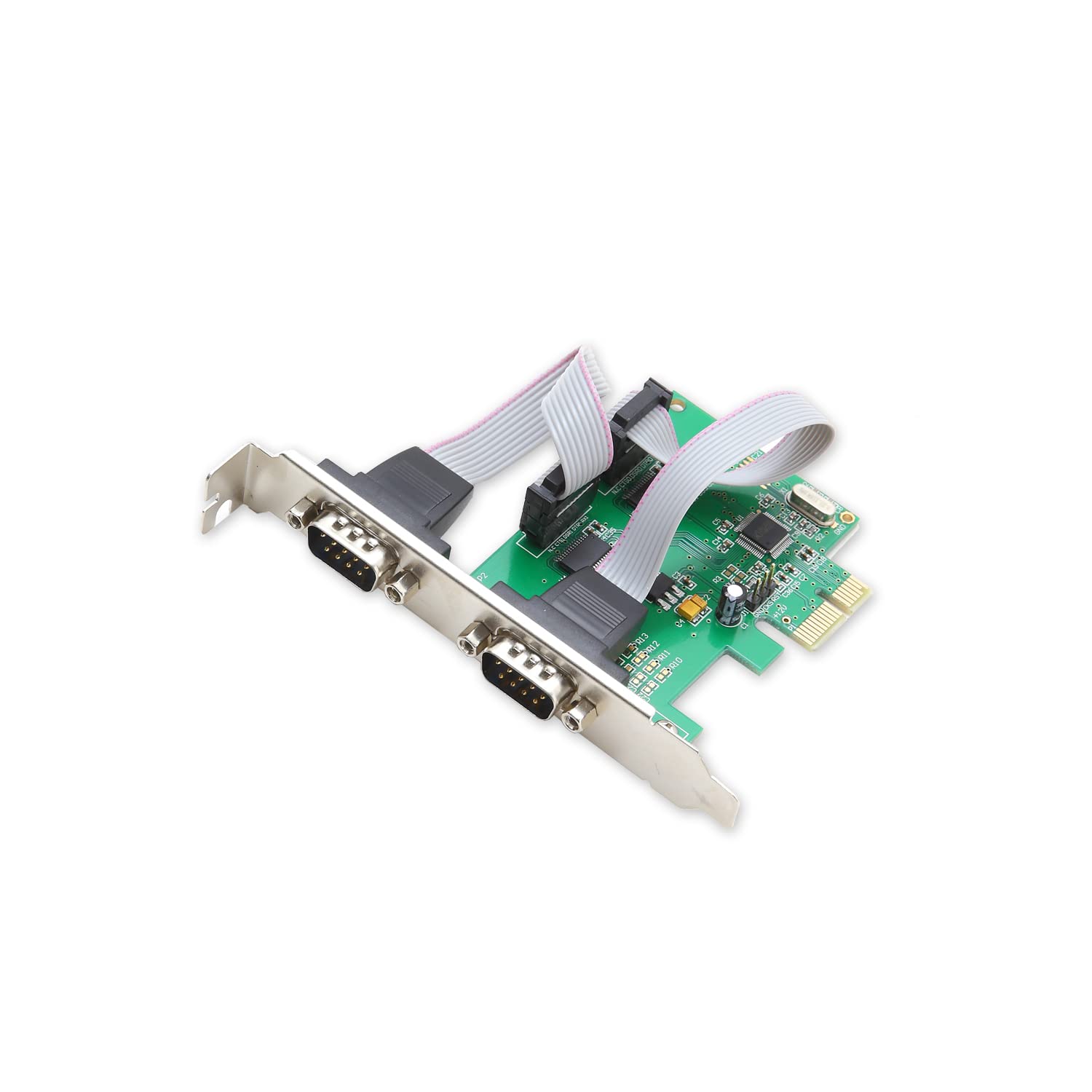 2-Port PCI Express RS232 Serial Adapter Card - PCIe RS232 Serial Host Controller to Dual Serial DB9 Ports with Low Profile Bracket