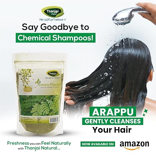 Miniatura 2 de Arappu Polvo 8.82 oz Bolsa 100% Natural Albizia Amara Arappu Polvo Tradicional Lavado de Cabello y Acondicionador de Cabello