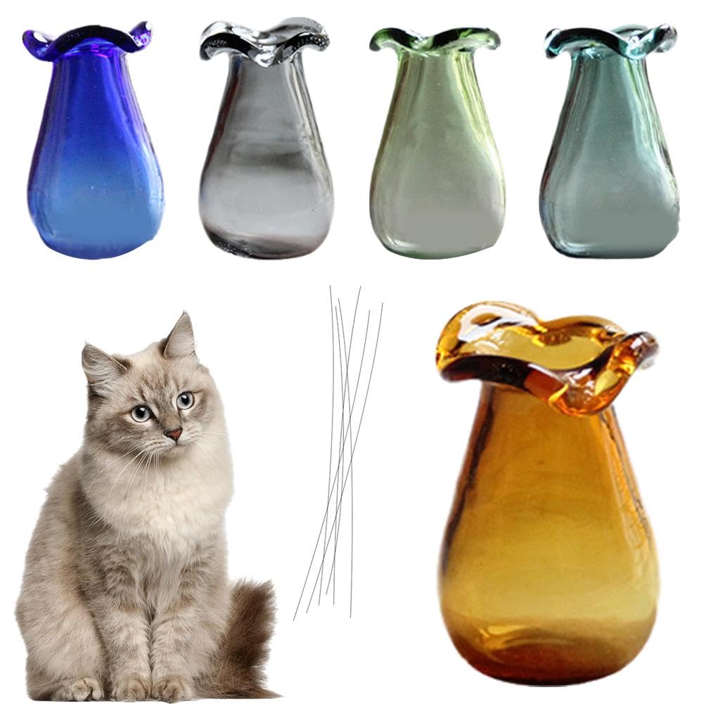 SPANSEE 2 STKS Cat Whisker Vaas, Mini Vaas voor Cat Whiskers, Miniatuur Vaas, Kleine Vaas voor Decor, Kat Whisker Houder