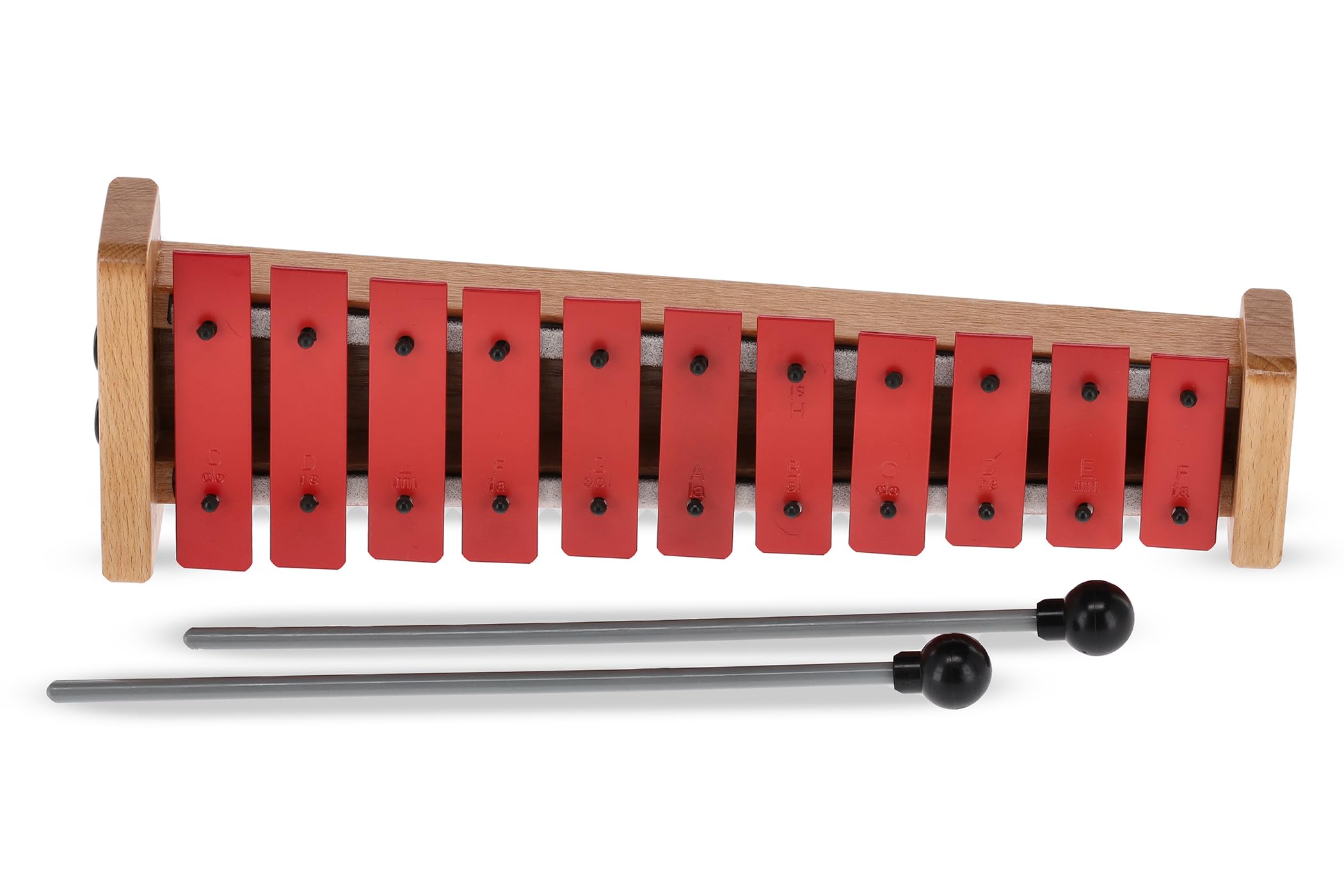 GEWA, Glockenspiel/Carillon G11, G11R Piastre rosse, Estensione C''-F''', Con borsa e porta-battenti, Con due battenti in legno, Lega d'acciaio speciale