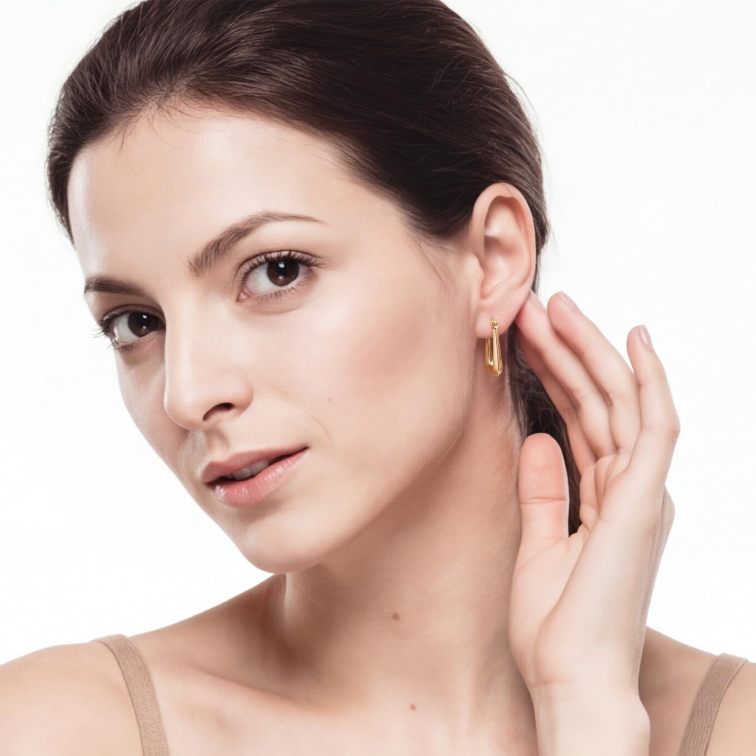 RAYSAM 14K Gold Earrings for Women 14K Gold Hoop Earrings for Women Square Gold Hoops Earring for Womens Square-Inspired Silhouette Hoop Earring for Womens Hoops 24mm