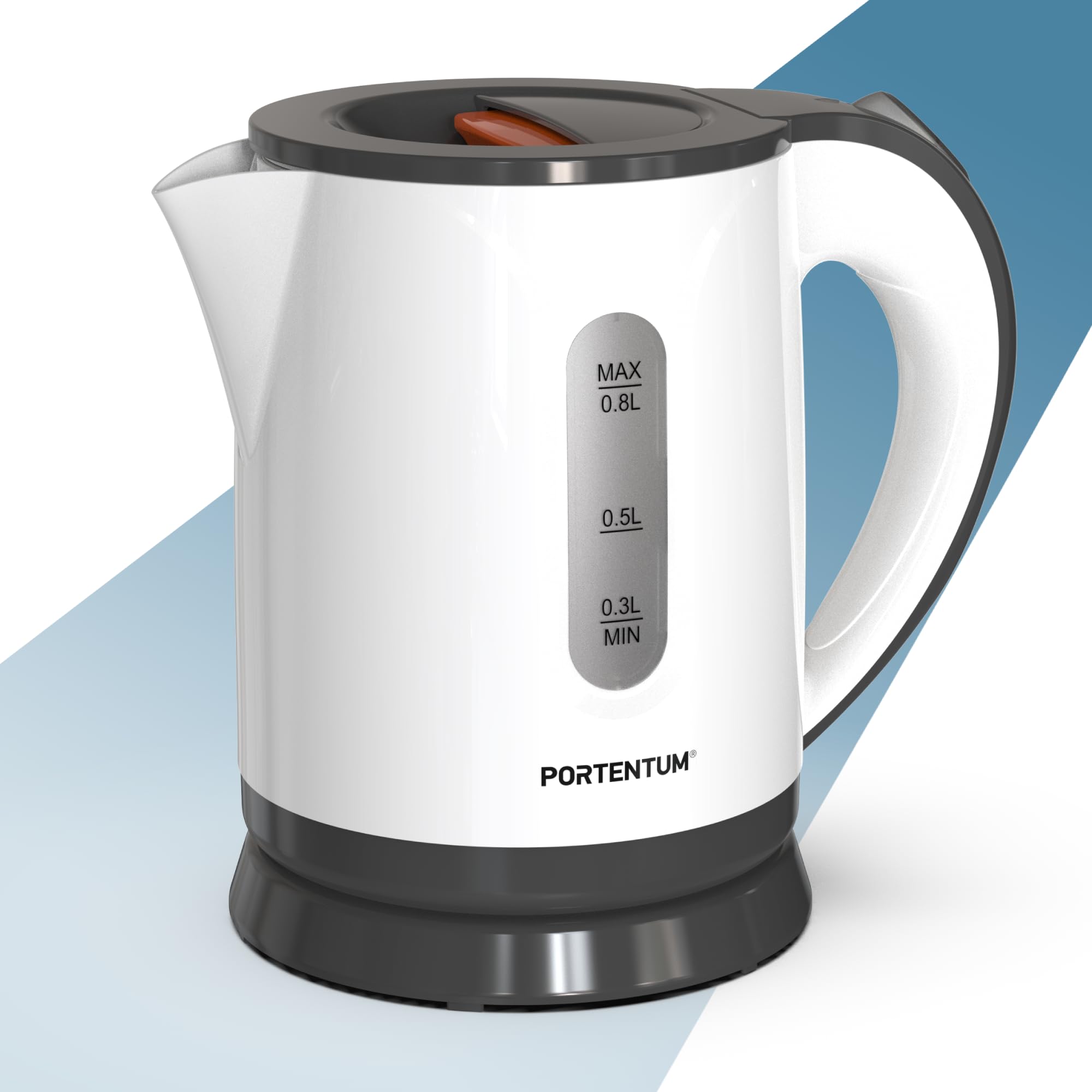 PORTENTUM Bollitore elettrico piccolo 0,8 L con base girevole a 360° — Mini kettle da
