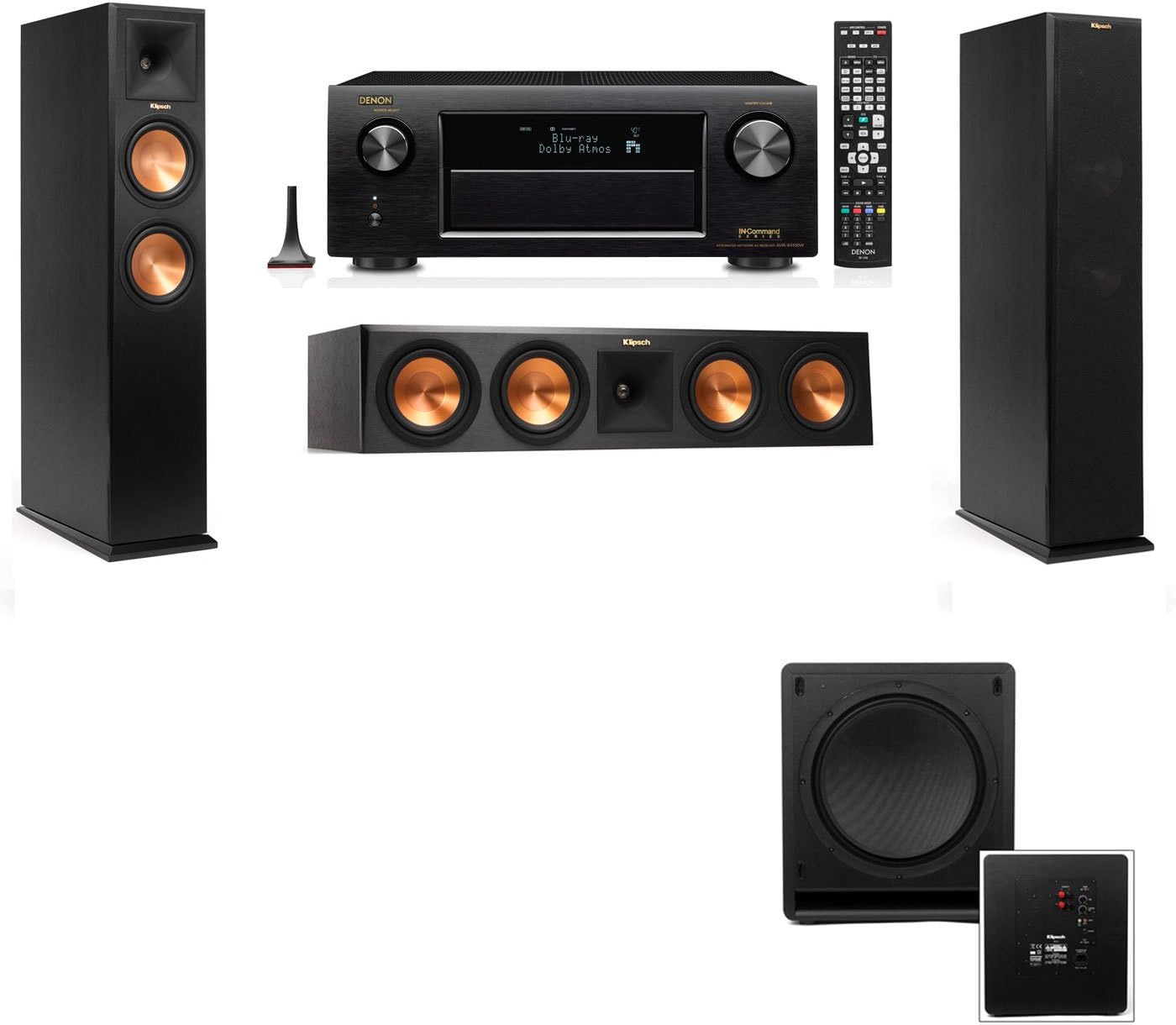 Klipsch RP-260F Tower Speakers-SW-112-3.1-Denon AVR-X4100W