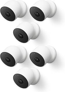 Google Nest Cam para exteriores o interiores, batería - 2ª generación - Paquete de 6, color blanco
