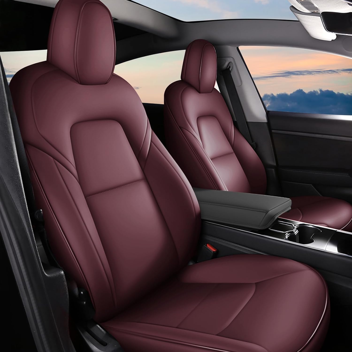AOMSAZTO Car Seat Cover for Tesla Model Y 2023 2024 - Full Set Fully Wrapped Red Seat Covers 5 Seater red Model Y 2023-2024 5 Seater