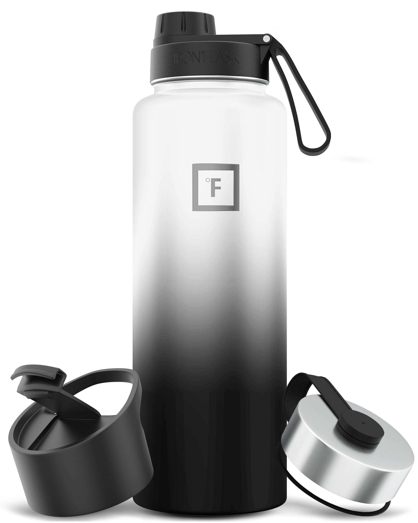 IRON °FLASK Camping &amp; Hiking Hydration Flask with Spout, Wide Mouth Insulated Stainless Steel Sports Water Bottle - 40 oz Day &amp; Night
