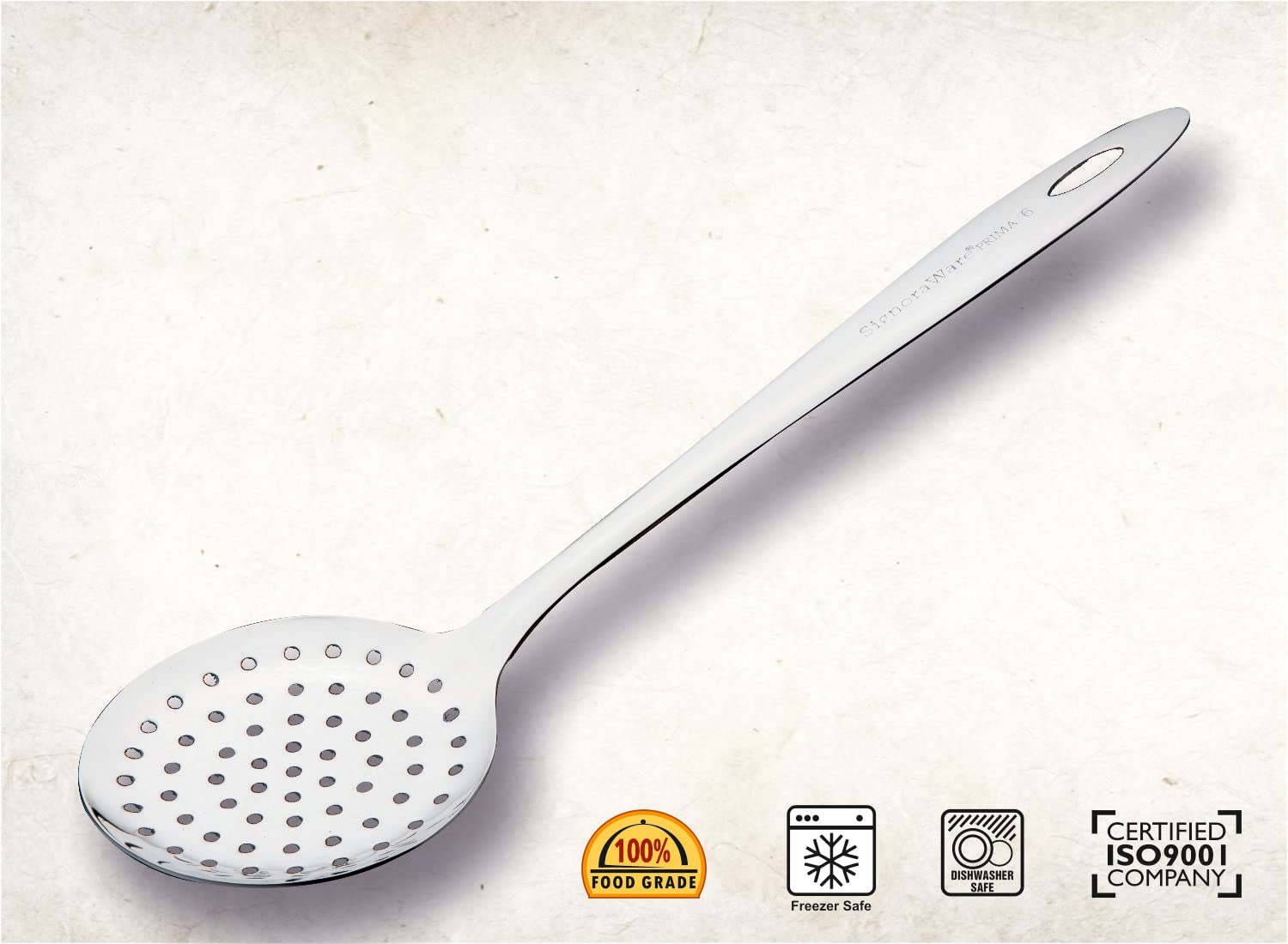 SignoraWare Kitchen Tools Stainless Steel(Food Grade) Heavy Gauge(1.5 MM) Prima Skimmer/Poni/Deep Fry Jhara/Jharni No.6 for Frying and Straining Puris/Nuggets/Rice/Pakodas (Size 33 cm) Set/2 2