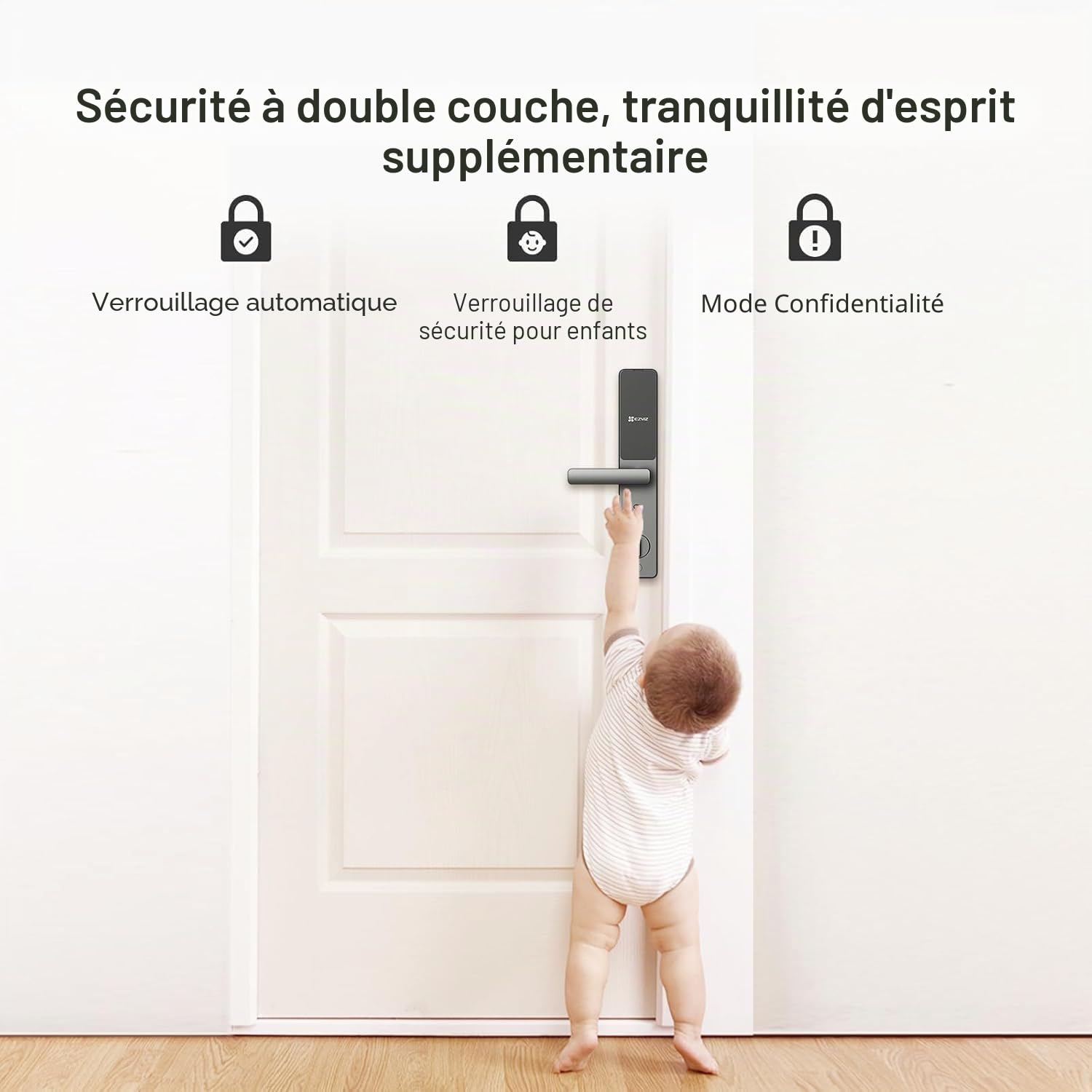 EZVIZ Smart Lock DL05 Serrure de porte d'entrée sans clé 7 en 1, avec accès par empreintes digitales – Entrée sécurisée sans clé, plusieurs options de déverrouillage, alertes instantanées, résistant