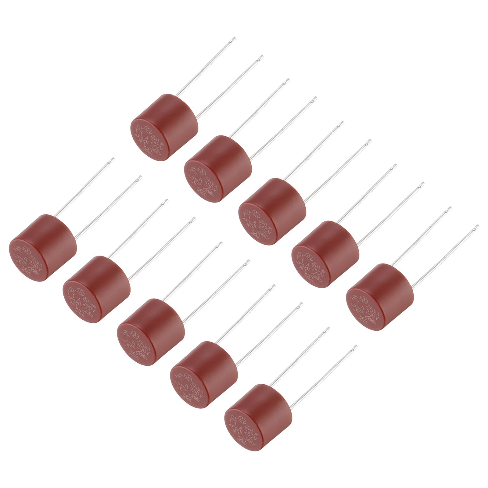 QUARKZMAN 30pz Fusibile Micro Lento a Soffiatura Lenta Cilindrico DIP Montato Miniatura per Parti Elettroniche Riparazione PCB LCD, 1A 250V, Rosso