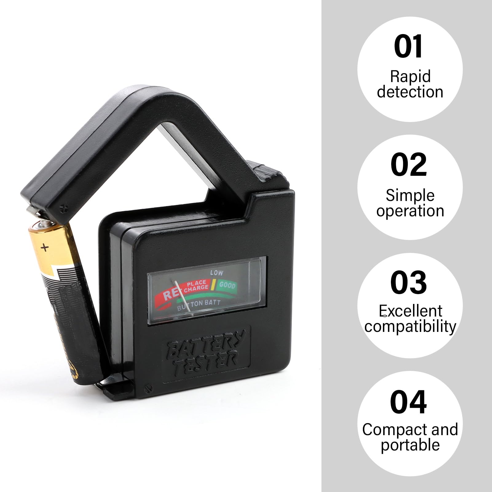 Testeur de Piles Numérique Universel BT860 Compatible AA AAA C D 9V Boutons