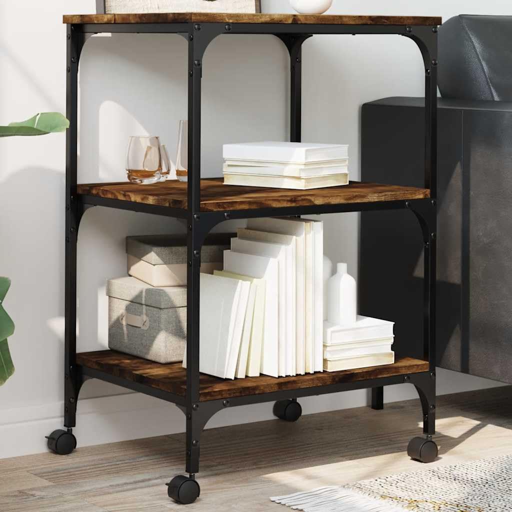 Supporto per stampante con 3 ripiani, carrello in legno