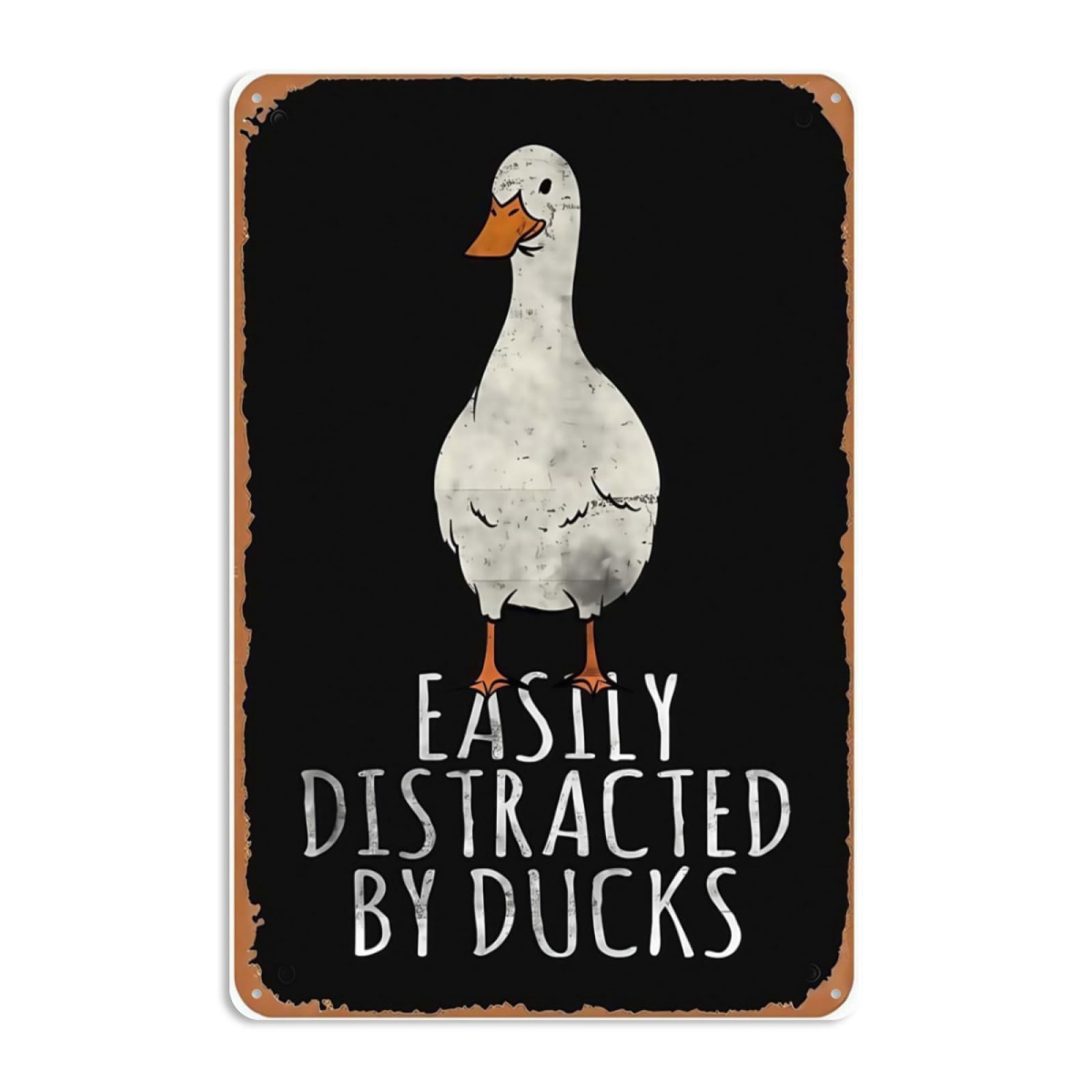 8x12 Inch Metal Sign Featuring Elegant Easily Distracted By Ducks Funny Duc