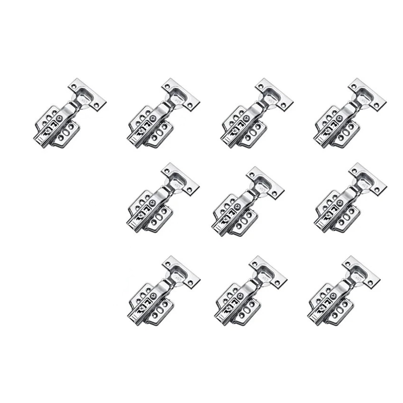 2/10PCS Stainless Steel Cabinet Hinges Soft Closing Hydraulic Door Hinge Damper Concealed with Screws(Full Overlay - 10PCS)