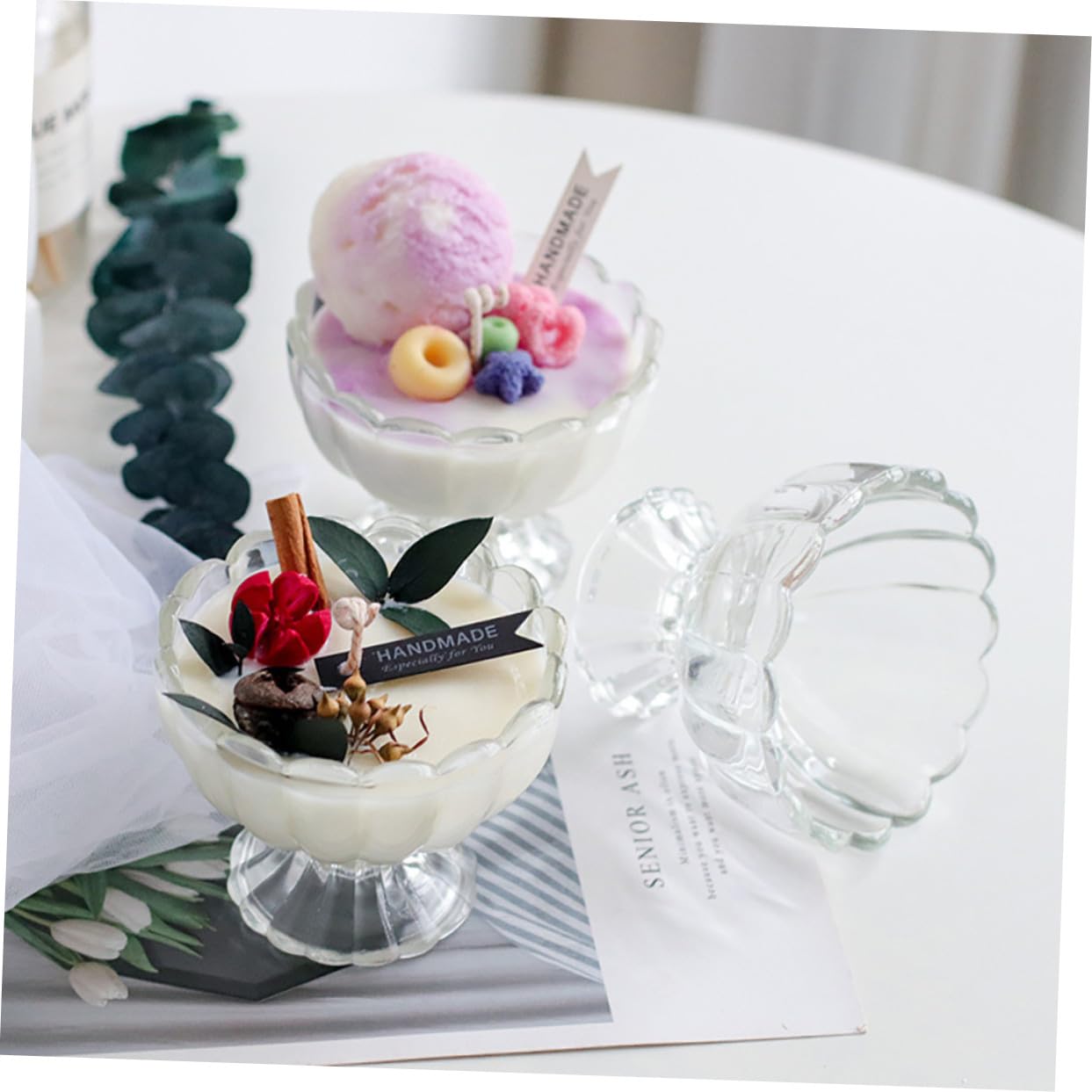 Set de 6 Copas de Vidrio para Postres de 100ml, Tazas Reutilizables Pieza para Helado, Pudding y Frutas, Ideales para Servir en Casa