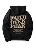 Men's Letter Graphic Hoodies Long Sleeve Faith Over Fear Hoodies Pullover Sweatshirt Streetwear
