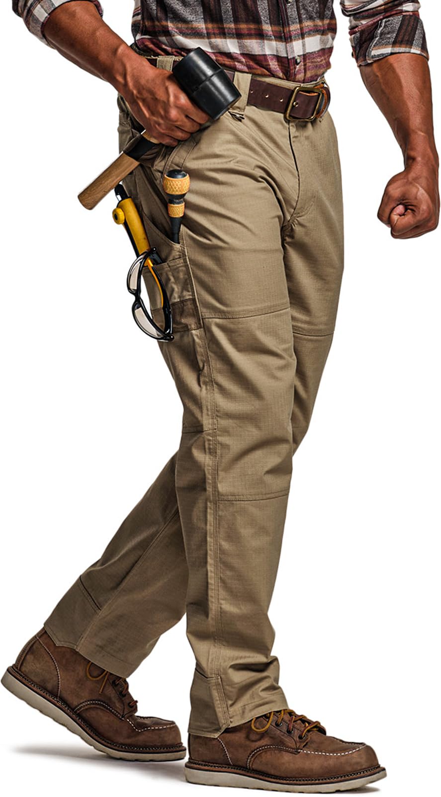 CQR Men's Quick Dry Work Pants, Water Resistant Outdoor Tactical Pants, Lightweight Stretch Cargo Hiking Pants