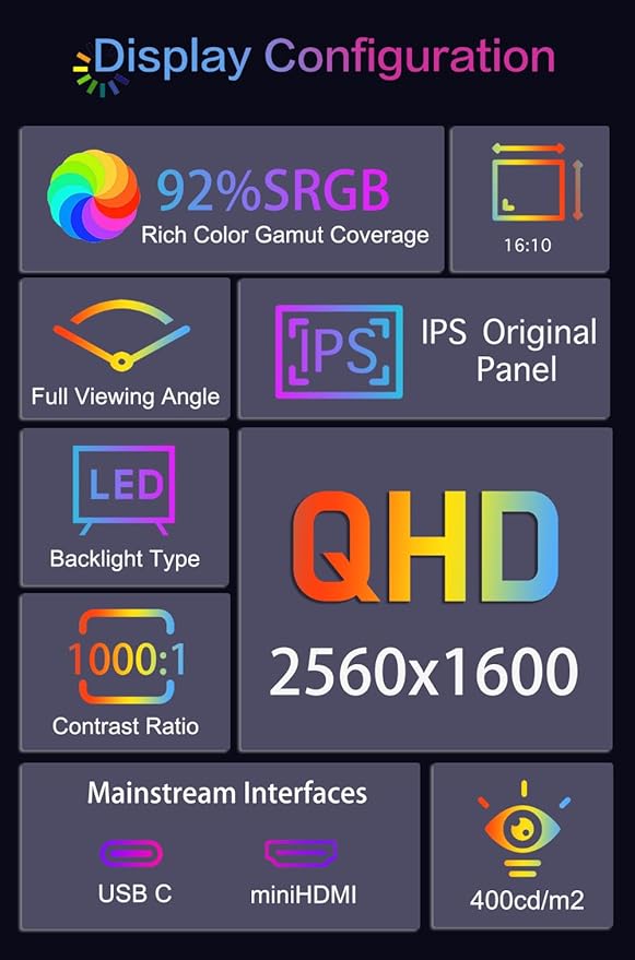 Monitor Extensor 10.1 QHD IPS miniatura 9