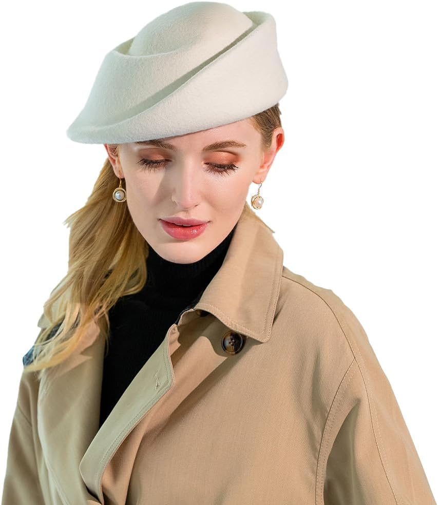 Small Top Hats for Women Elegant Winter Vintage Beret Wool Felt Fedoras Ladies Luxury Wedding and Church Cap Female