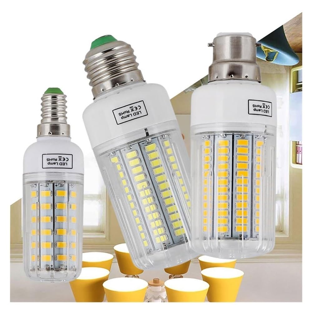 fengyan Casa bombillas, Paquete de 10 bombillas LED de maíz AC220V 5730SMD E27/E14 lámpara con base de tornillo lámparas for la habitación del hogar Familiar Lámpara(E27 Warm White,144 LEDs)