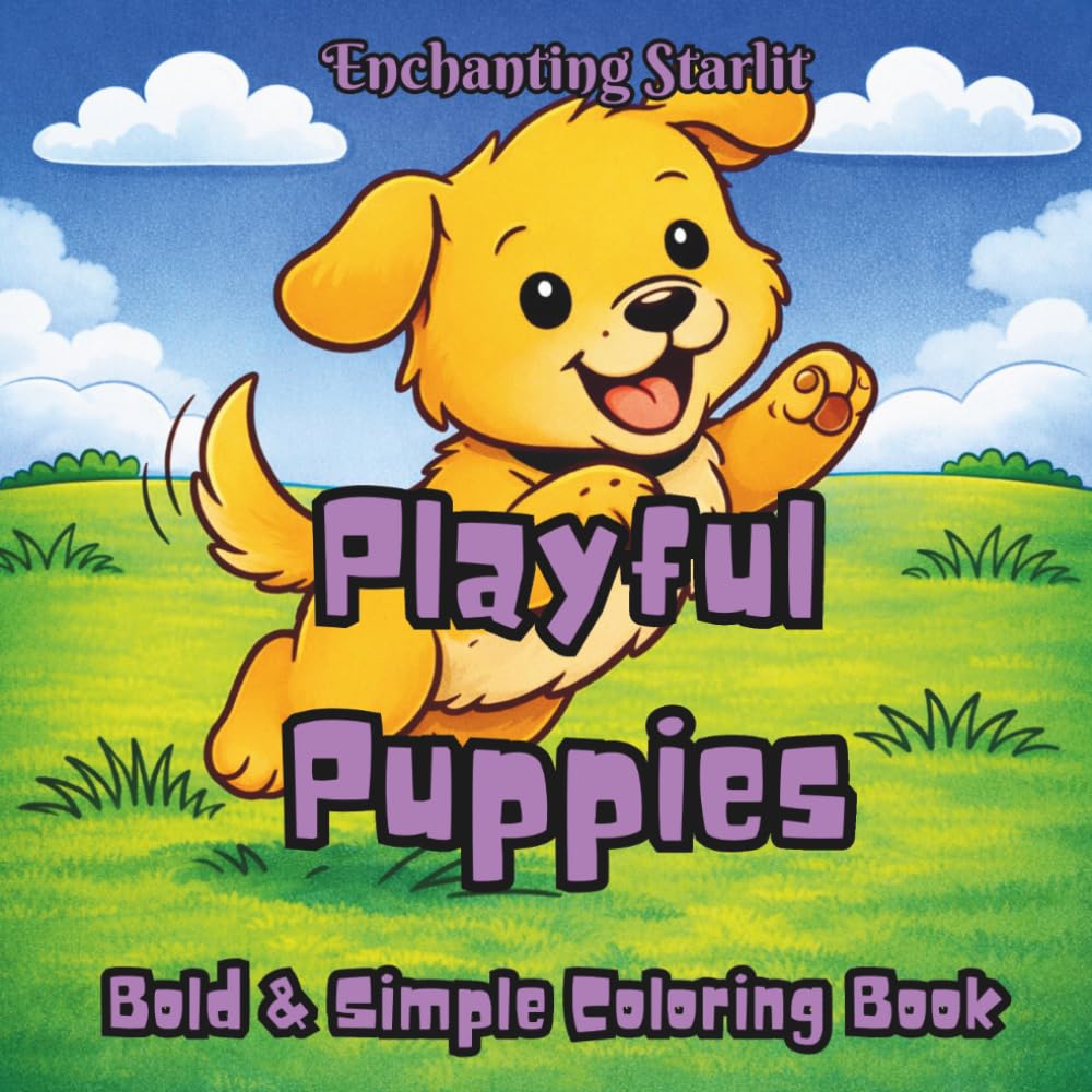 Playful Puppies – A Joyful Colouring Book for Ages 4+, Great for Kids, Teens, Adults: (40 adorable puppy illustrations for relaxation, mindfulness, ... for Curious Minds by Enchanting Starlit)