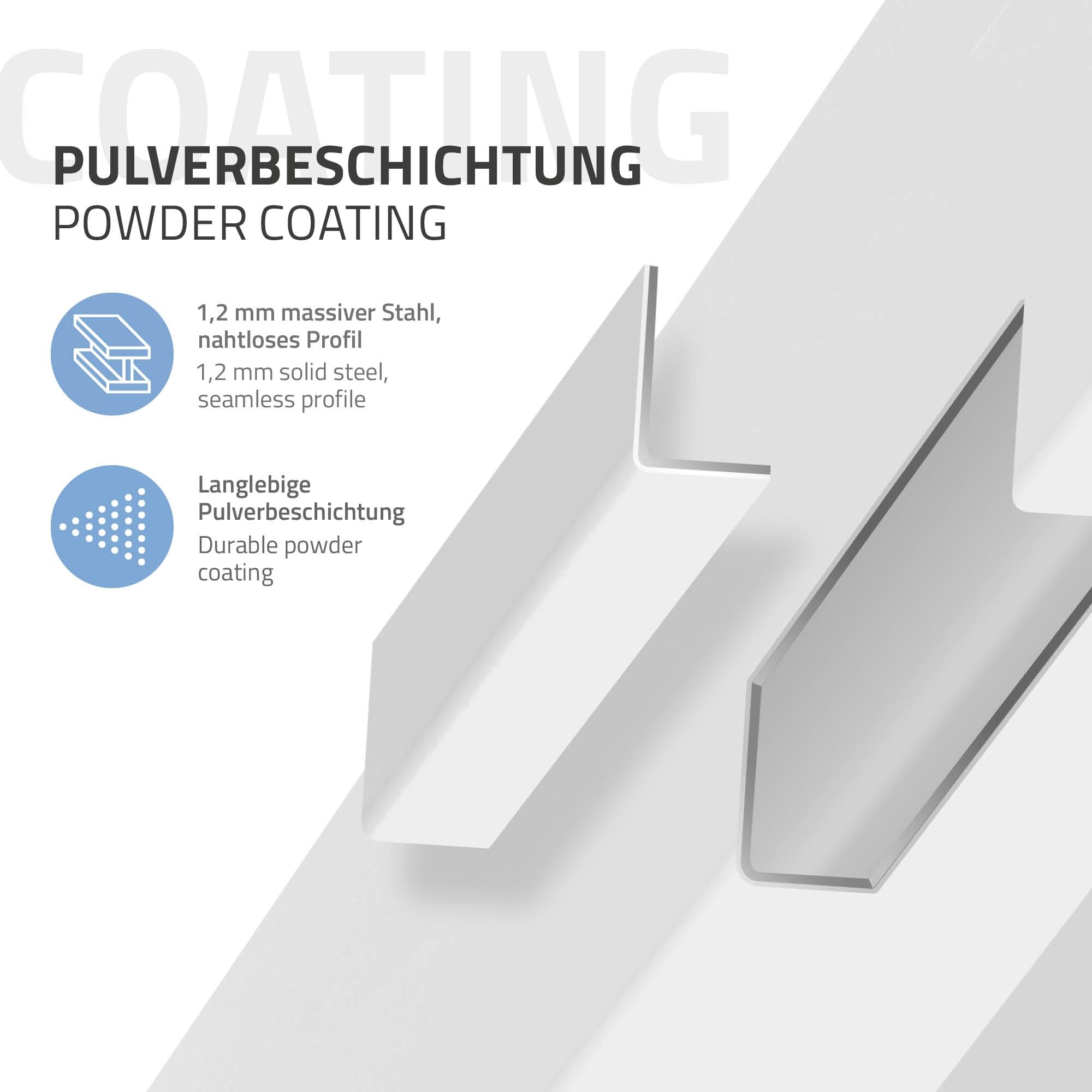 ML-Design Juego de 4 Patas de Mesa 72cm Blanco Brillante de Acero con Recubrimiento en Polvo, Perfil 4x4cm, Pies Regulables en Altura 1-4 cm para Muebles, Mesitas de Centro, Bancos o Aparadores