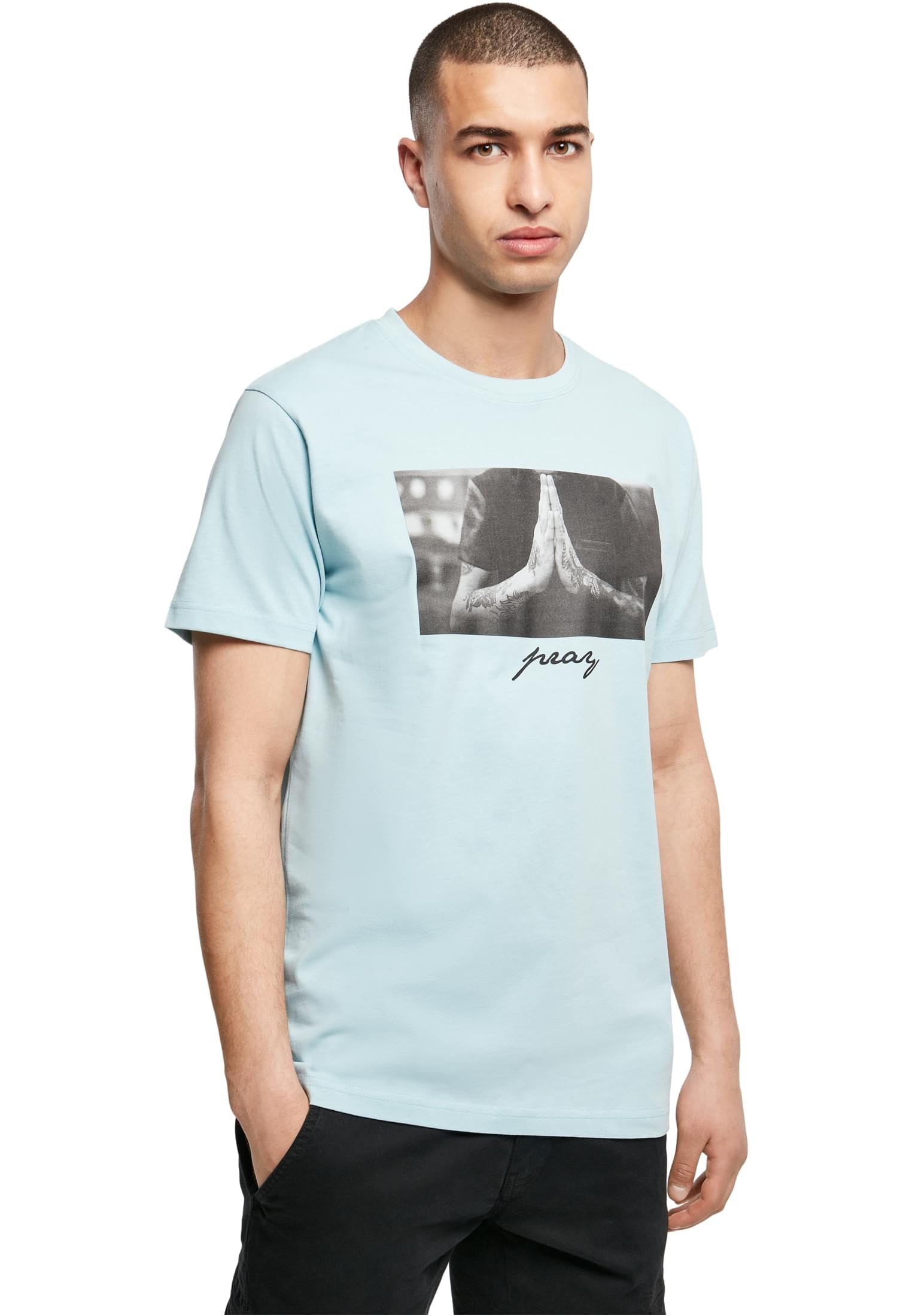 Mister Tee Herren Pray Tee T-Shirt, Ocean Blue, XXL