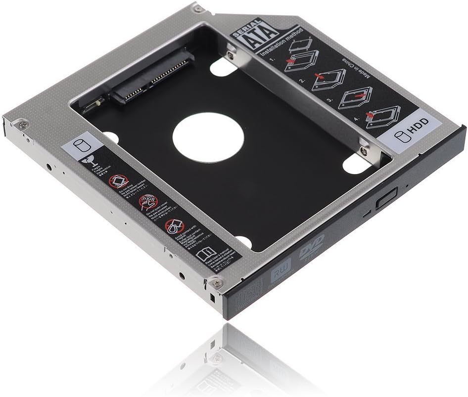 KUNOVA (TM) SATA 2nd HDD HD Hard Drive Caddy Case for 12.7mm Universal Laptop CD/DVD-ROM Optical Bay