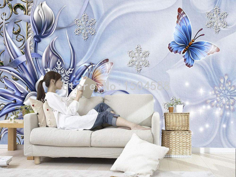 Papier peint salon fleur 3D WLLLO avec peinture de papillon européen en 200x140 cm