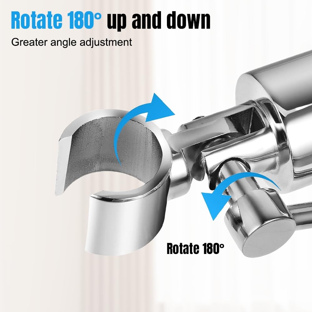 Supporto Soffione Doccia Regolabile 180° - In Metallo Argento | Per Maggior Parte Doccini | Fissaggio A Vite - Foto 10