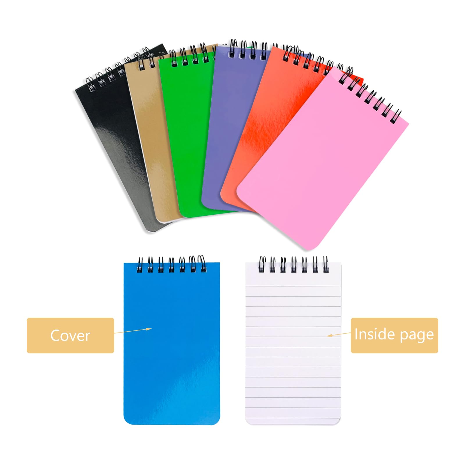KTOJOY 8 Pack Pocket Notebook Small 3x5 Spiral Notepads With Lined Pages, Small Top Spiral Notebook Little Mini Memo Steno Note Pads for Outdoor Home Office College School - Image 3
