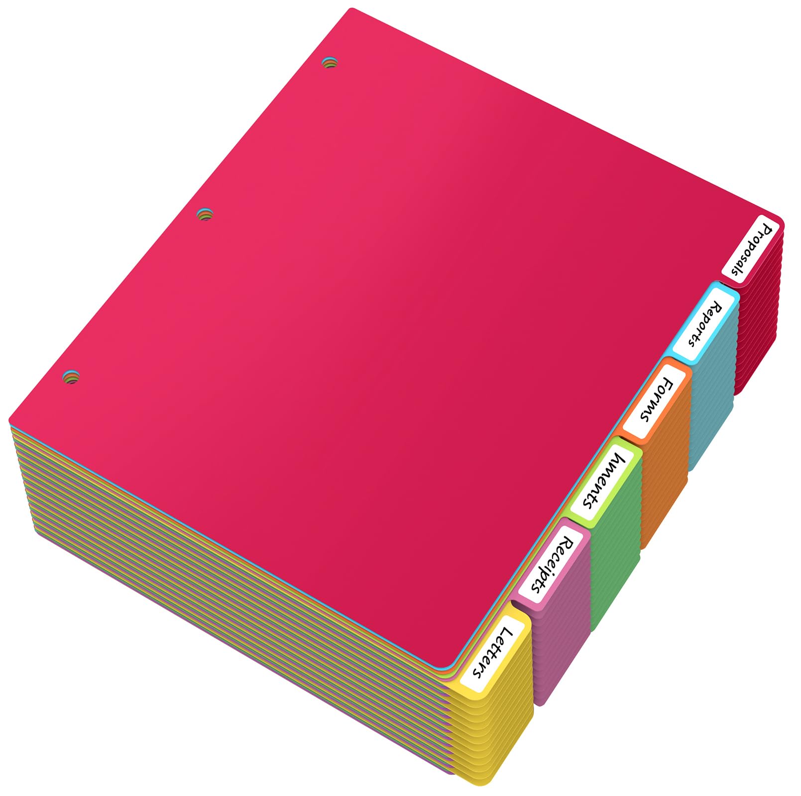 HABGP Juego de 96 separadores de pestañas para carpeta de 3 anillos, 96 separadores de carpetas coloridos con pestañas, separadores de carpetas de 3 anillos, separadores de archivos de plástico con