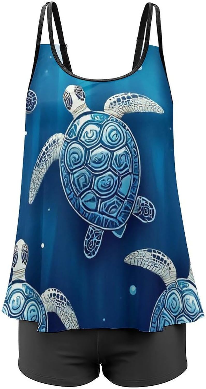 Women Two Piece Swimsuits Monokini High Neck Swimming Suit Athletic Bathing Suit