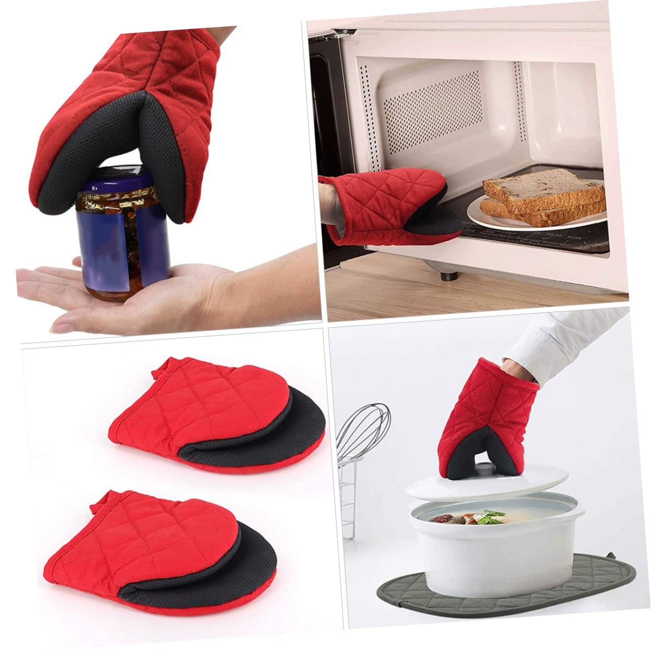Guantes para Horno Microondas Resistentes Al Calor, Tamaño Mini, Material Seguro Resistente, Protección contra Quemaduras, Uso En Cocina/Barbacoa, Rojo