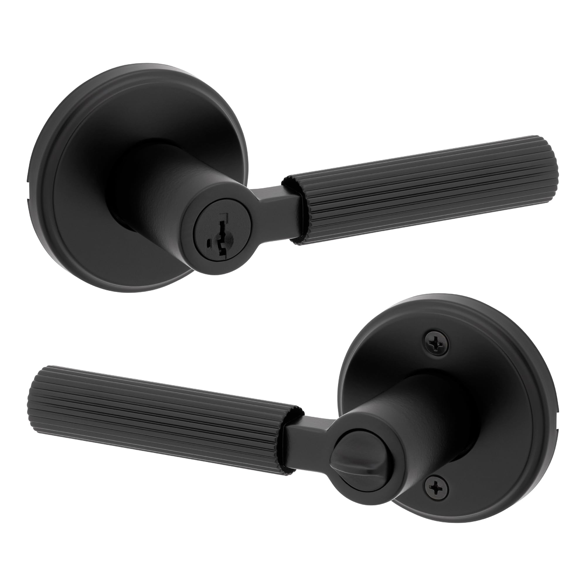 Kwikset Mirada Round Keyed Entry Door Knob with Lock and Key, Secure Keyed Handle Exterior Doorknob, Front Entrance and Bedroom, Matte Black, Pick