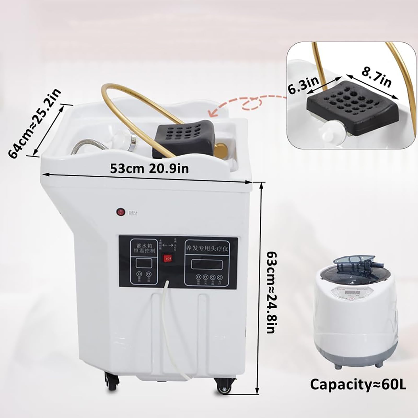 Kopf-Spa-Ausstattung, Massage-Shampoo-Bett, 60-Liter-Wassertank, Warmwasserbereiter + Wasserzirkulation, Begasung, Für Haarwaschstation, Salons, Spas