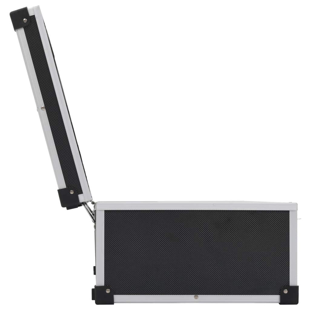 Maletín para CD, duradero y con cerradura, de madera y ABS con estructura de aluminio, negro, para colección de discos