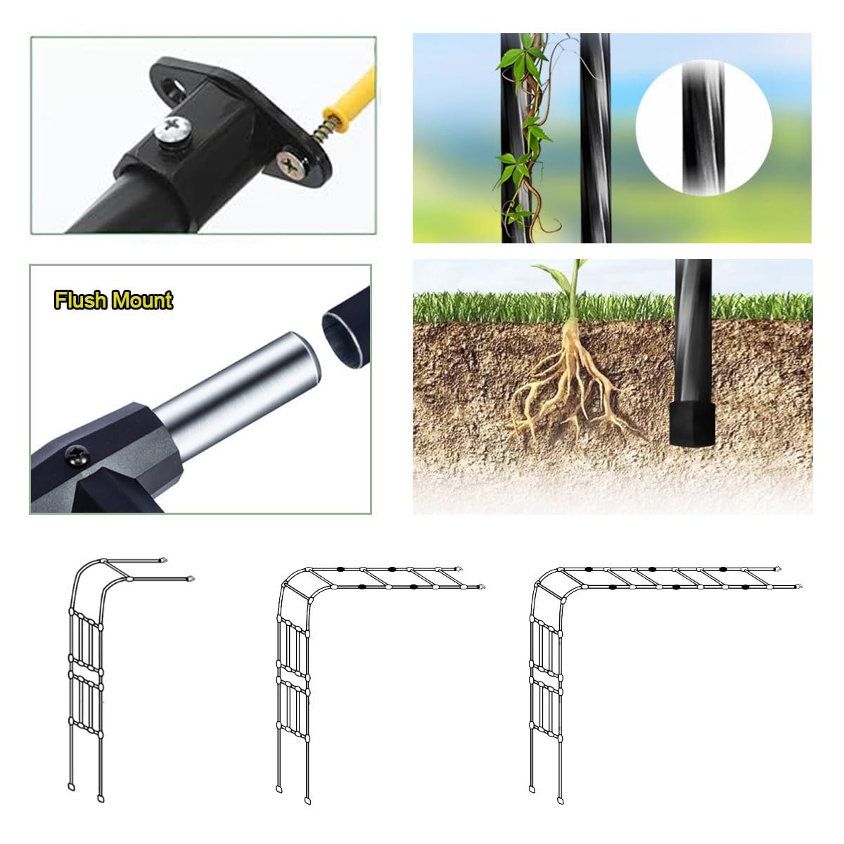 Arco da giardino per rose rampicanti, pergolato in metallo, resistente alle intemperie, pergolato regolabile in altezza 90 300 cm, perfetto per matrimoni e decorazioni per esterni (nero, 270 x 270 cm)