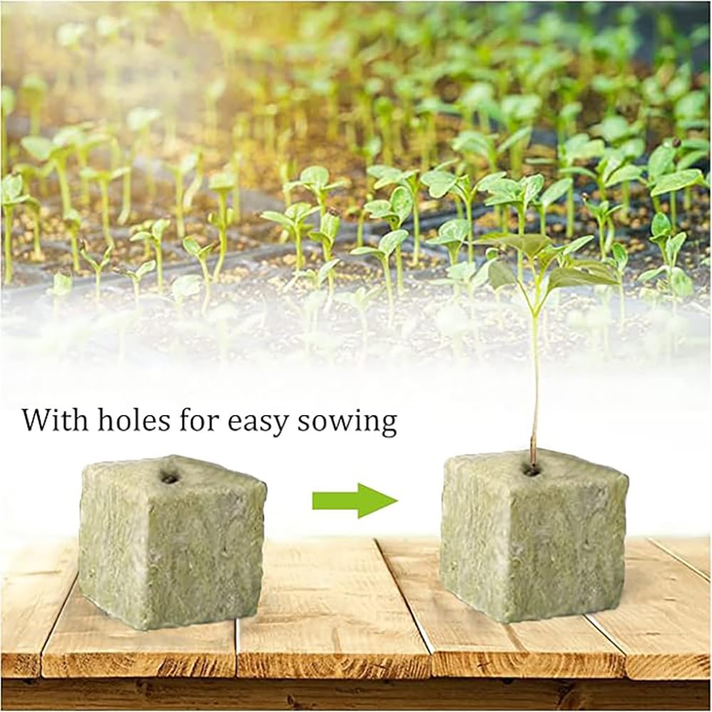 Rockwool Cubes, mata do uprawy, 200 sztuk, przyjazna dla środowiska, wełna kamienna, przepuszczalność powietrza, wełna kamienna, podłoże do sadzonek, rozmnażania roślin, 25 x 25 x 25 mm