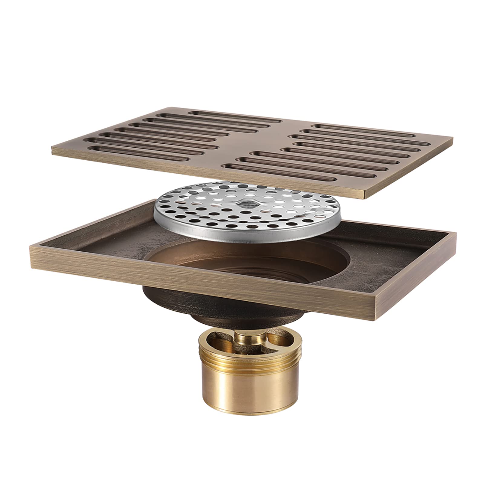 Bodenablauf 140x90mm Duschablauf, Duschrinne Messing Badezimmer Bodenablauf mit Haarfilter, Ablaufrinne für Balkon, Küche, Badezimmer,Bronze