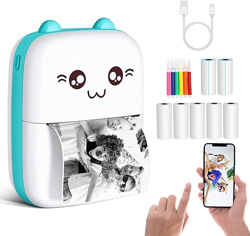 Miniatura 8 de Mini impresora portátil impresora térmica de bolsillo con 7 rollos de papel impresora inteligente inalámbrica Bluetooth para foto foto oficina