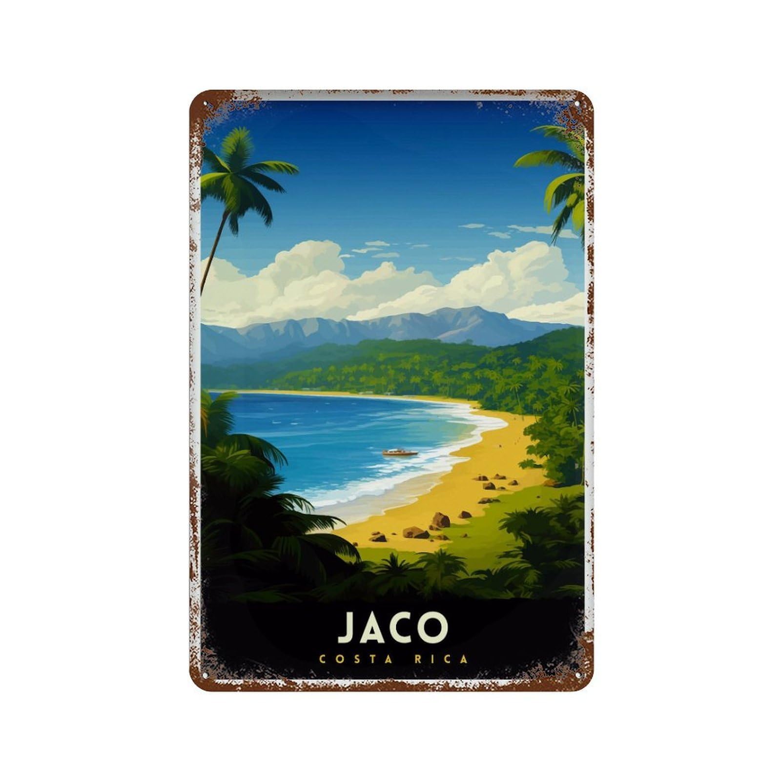 xiaoxiaoshen Jaco Costa Rica Surf Paradise Tropical Beach Rican Coast Pura Vida Lifestyle Illus_5 Wall Decor Art Metal Tin Poster Modern Home Decor Art Home Bar Shop Decorations Vintage Sign 30x20cm