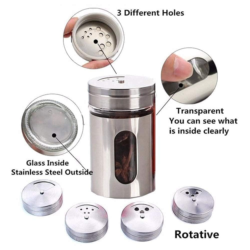 Stainless Steel Salt & Pepper Shakers - Elegant Set -3