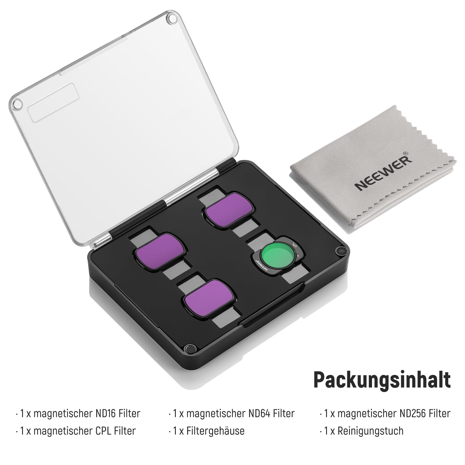 NEEWER HD CPL ND16 ND64 ND256 Filter Set kompatibel mit DJI Osmo Pocket 3 / Pocket 4 / Xtra Muse, magnetisches Gimbal Action Kamera Zubehör Set mit Neutraldichte und Polarisationsfiltern