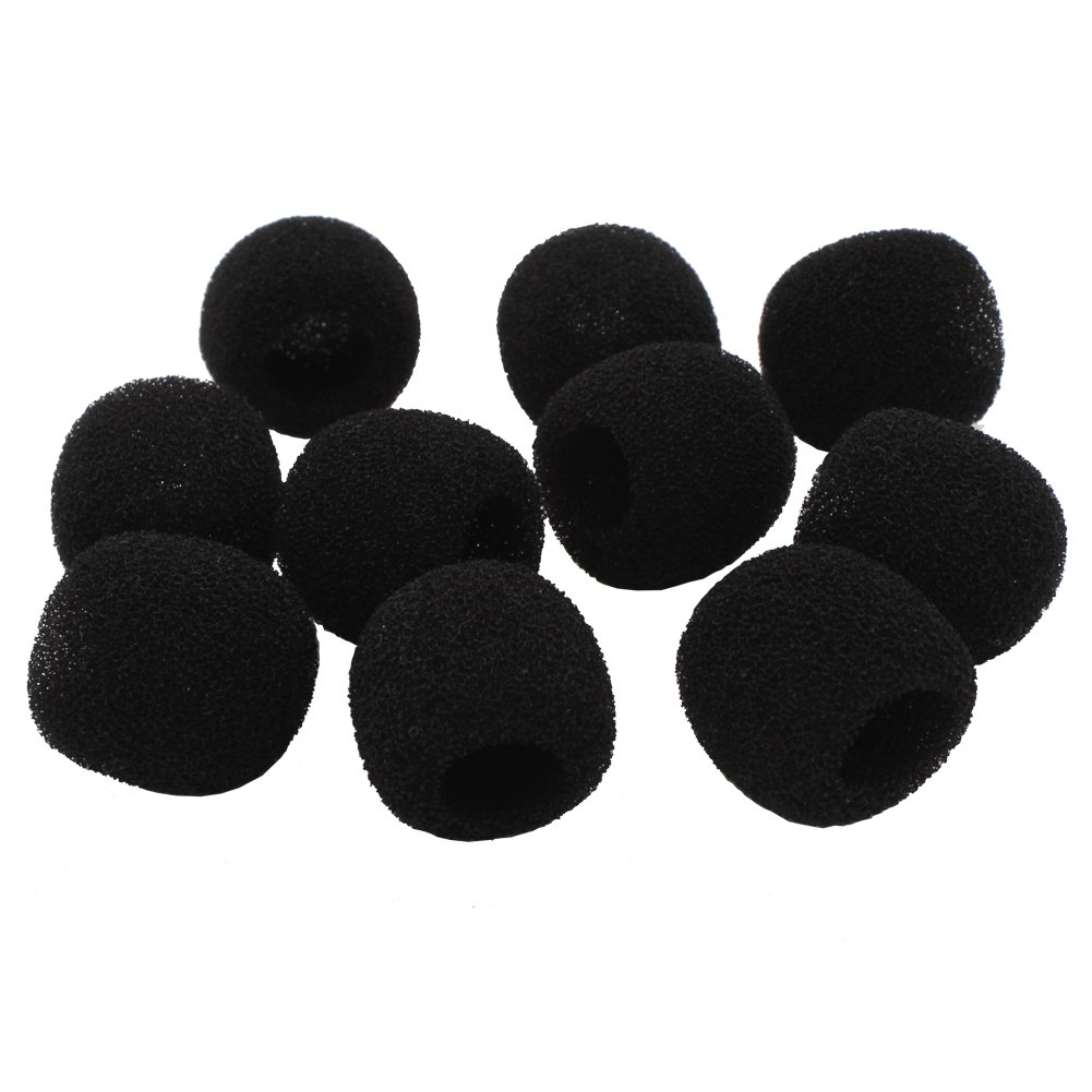 Leen4You20x8mm(0.79"x0.31") Small Soft Foam Mic Windshiled Microphone Windscreen Sponge Covers Microphone Headset Covers-Black (Pack of 10)