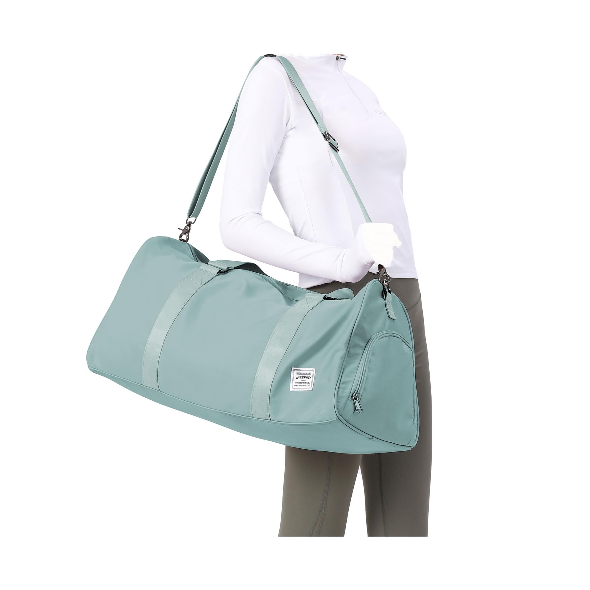 Light Blue Yoga Women Tote Bag Large Shoulder Bag Top Handle Handbag with Yoga Mat Buckle, Shoe Compartment and Wet Dry Storage Pockets for Gym, Work,