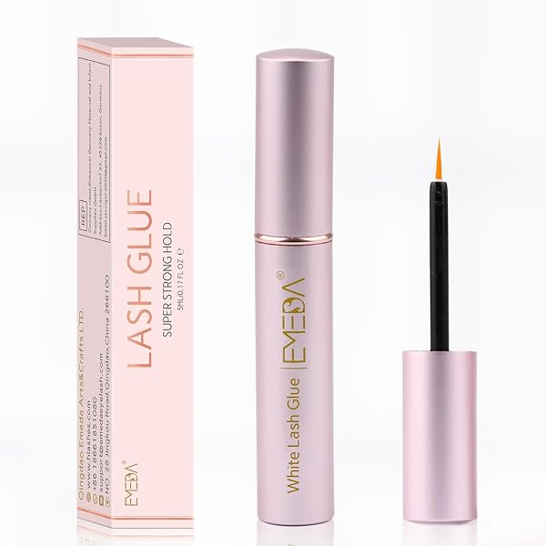 EMEDA Colle Faux Cils Blanche et Transparente - Latex Eylash Glue Adhésive Imperméable 5ml 0.17oz - 1