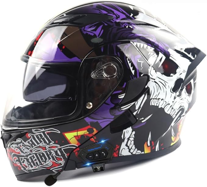 Bluetooth Modular Motorcycle Helmet DOT Approved Flip Up Full Face