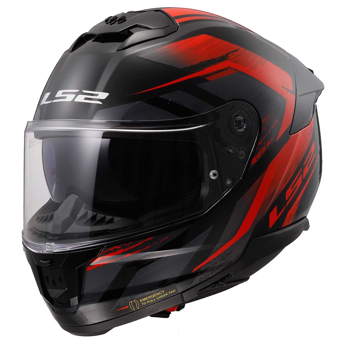 LS2 Helmets Stream II Full Face Motorcycle Helmet W/SunShield (Gloss Fury Black/Red - Large)