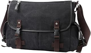 Bolsas De Viaje Bolsos de viaje de cuero de lona Vintage for hombre, bolso de equipaje de mano, bolso de lona for hombre, bolso de viaje, bolso grande de fin de semana Para Exteriores(A-Black-17L)