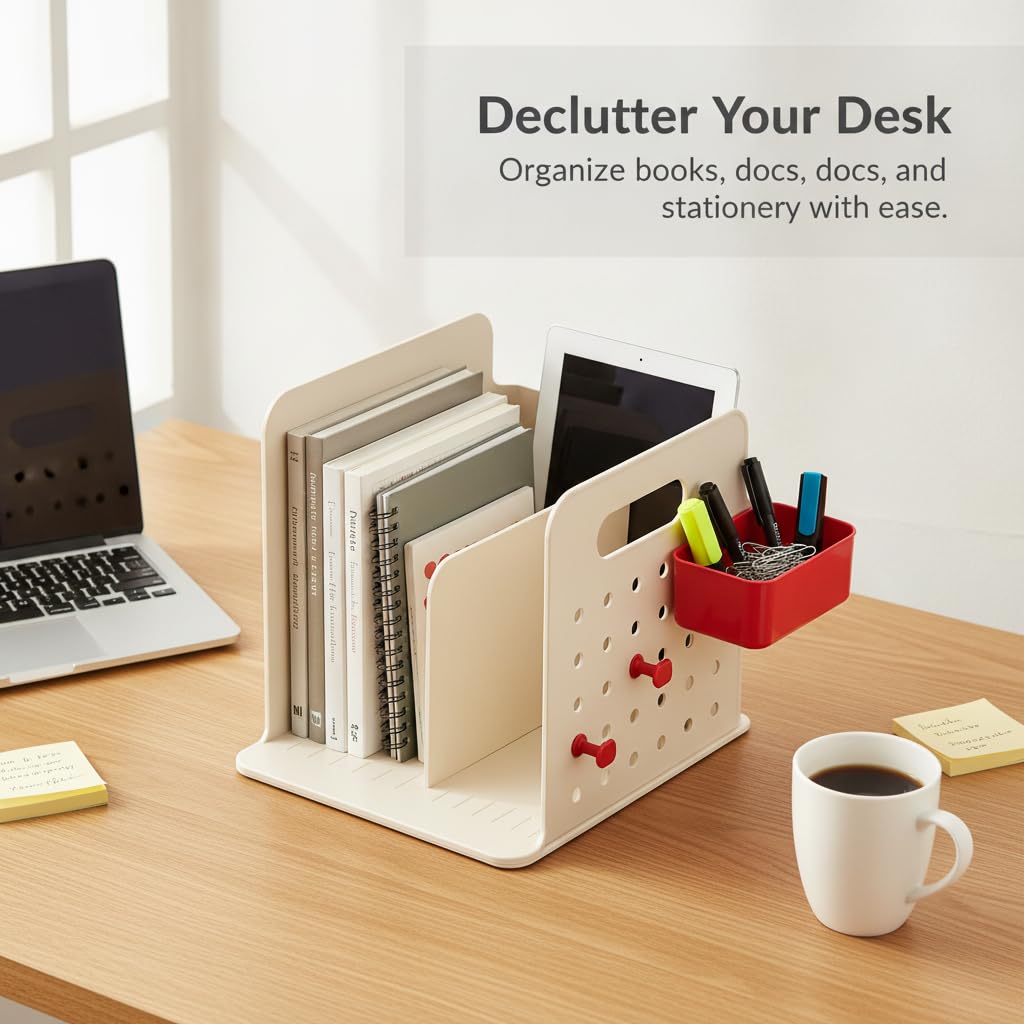 Vielseitiger Desktop Ordnerhalter mit Fächern für Schreibwaren Und Tägliche Utensilien für Bibliothek Lernen Und Professionelle Arbeitsumgebung, Style to 2